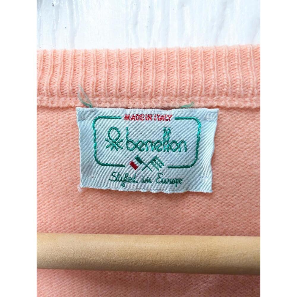 Vtg United Colors Of Benetton Orange Sherbet Wool Knit Sweater Vest Italy M/L - Picture 3 of 5